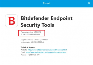 View Bitdefender Endpoint Security Tools Product Version